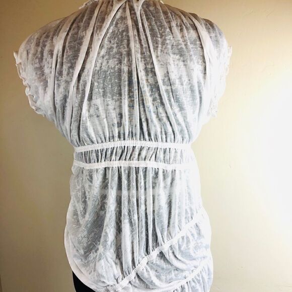 NWT Ryu Sheer White Rosette Off Shoulder Ruched Tunic Top Size M - Picture 5 of 9